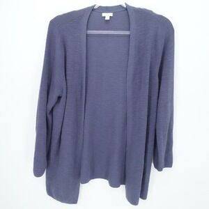 J Jill Cardigan Womens 1X Purple Open Front Linen Blend Layering Casual Office